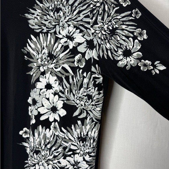 Bob Mackie Womens Floral Top Sz L Bold Artsy Art To Wear Stretch Mature - Picture 5 of 8